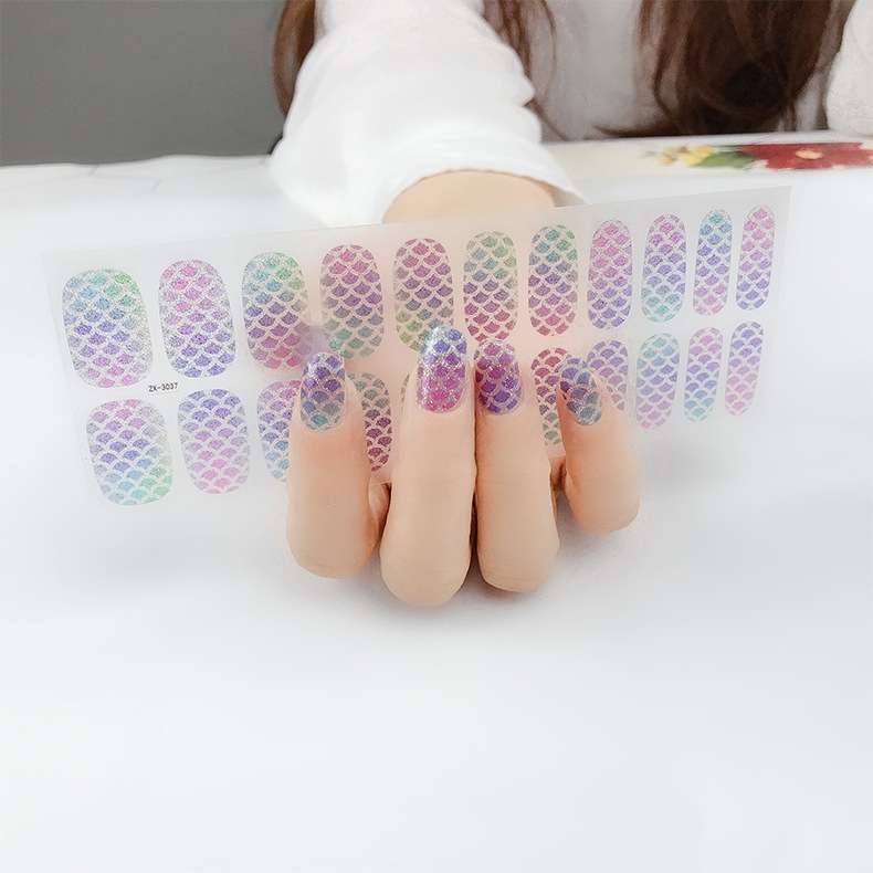 22 Fingers Shiny Onion Powder Starry Waterproof Nail Sticker(ZX-3032)