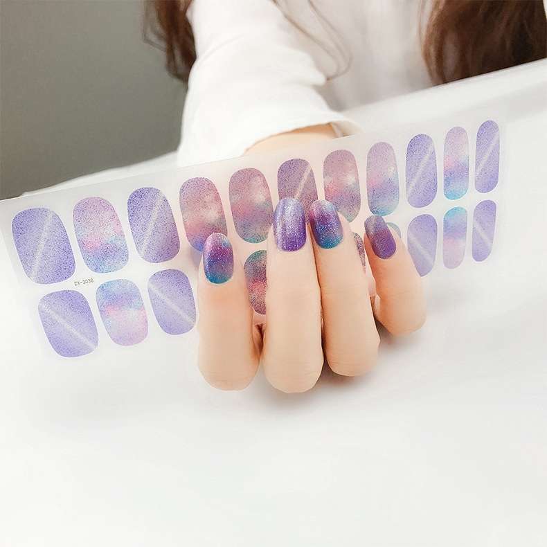 22 Fingers Shiny Onion Powder Starry Waterproof Nail Sticker(ZX-3032)