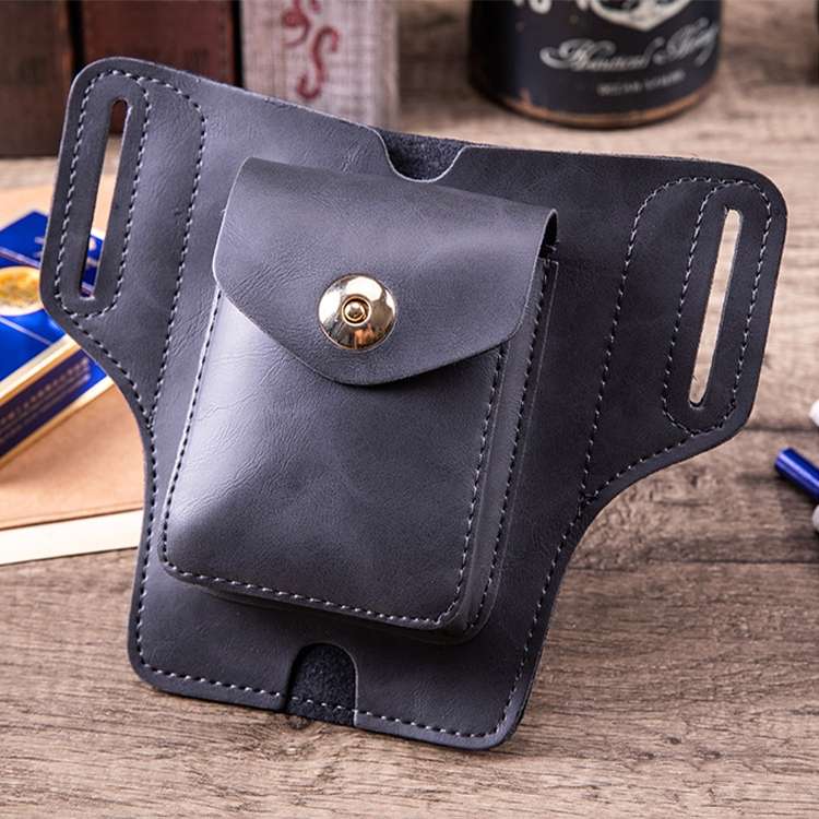 Y-17 3 In 1 Lighter Phone Cigarette Box Storage Waist Bags(Crazy Horse Apricot)