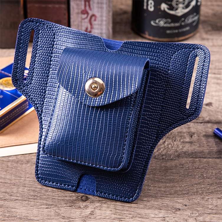 Y-17 3 In 1 Lighter Phone Cigarette Box Storage Waist Bags(Crazy Horse Apricot)