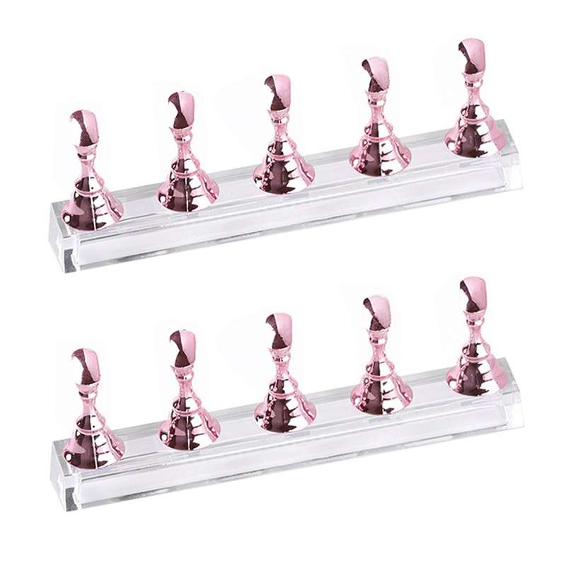 2 PCS Nail Art Chessboard Holder Nail Sheet Acrylic Base Practice Stand(Gold)