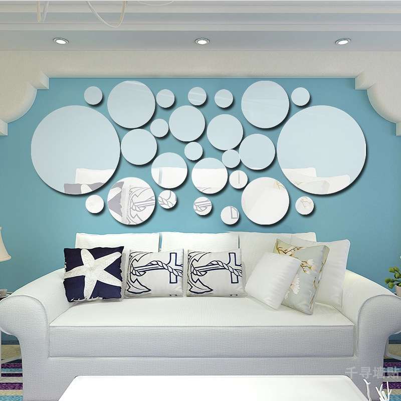 JM004 26PCS Bedroom Geometric Round Stereo Acrylic Mirror Wall Sticker(Gold)