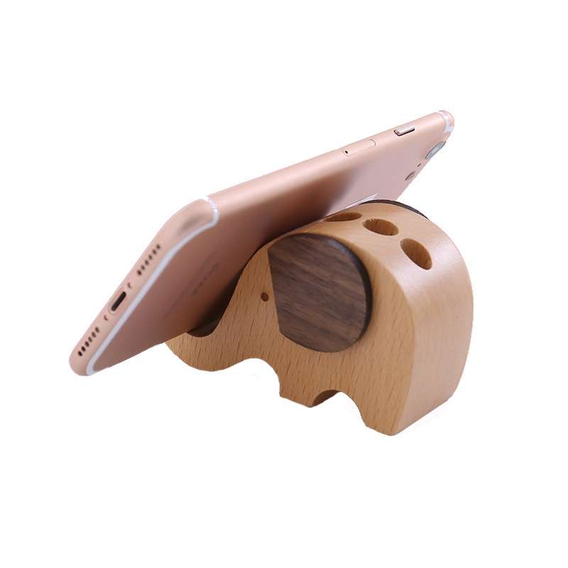 Wooden Mobile Phone Bracket Beech Lazy Mobile Phone Holder,Style: Elephants