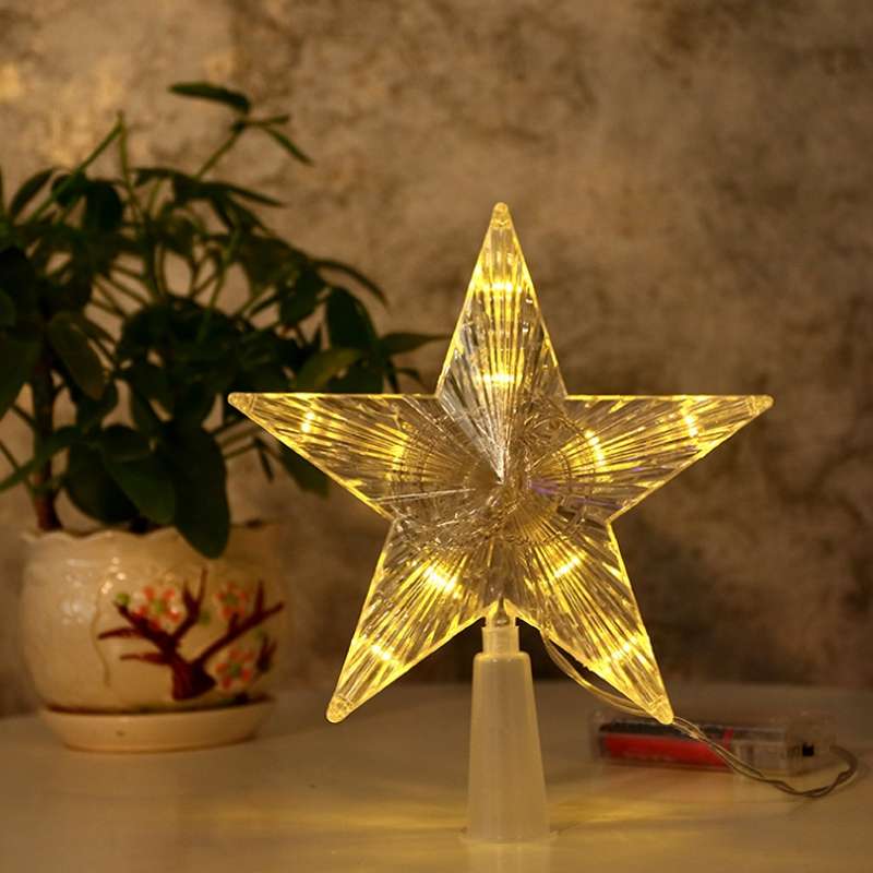 Christmas Tree Top Light LED Glowing Star Lights, Size: Large Battery Model(Red)