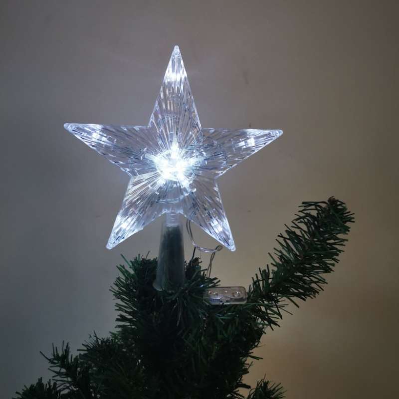 Christmas Tree Top Light LED Glowing Star Lights, Size: Large Battery Model(Red)