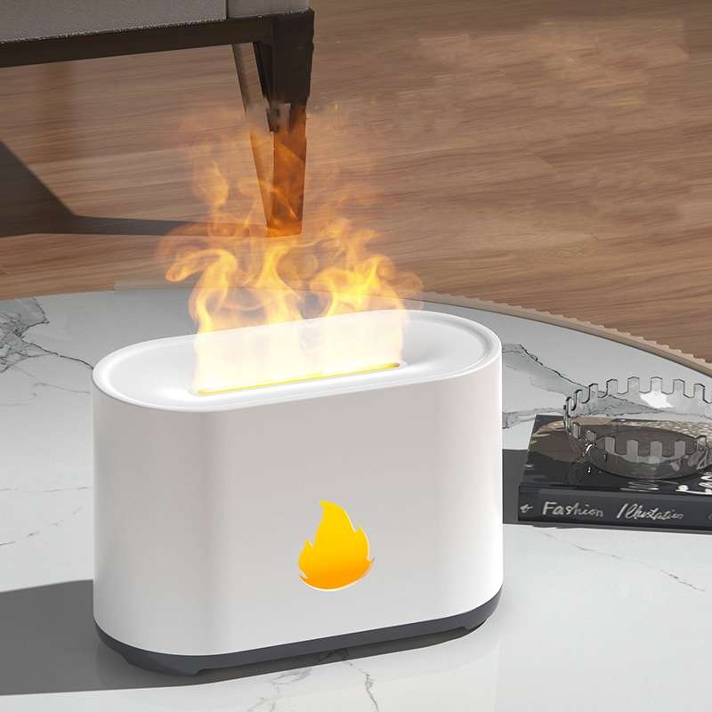 200ML Simulation Flame Aromatherapy Diffuser Humidifier Ultrasonic Air Purifier(Black)