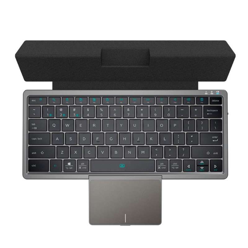 KF8700 78 Keys Hidden Touchpad Portable Tablet Computer Wireless Bluetooth Keypad With PU Leather(Bl