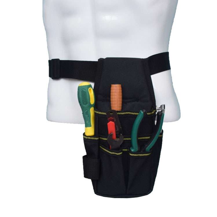 Lightweight Adjustable Hardware Tools Waist Bag Storage Bag(Black)