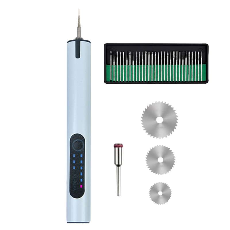 A288 Electric Grinding Machine Small Handheld Carving Pen, Style: White+Saw Blade+Grinding Head