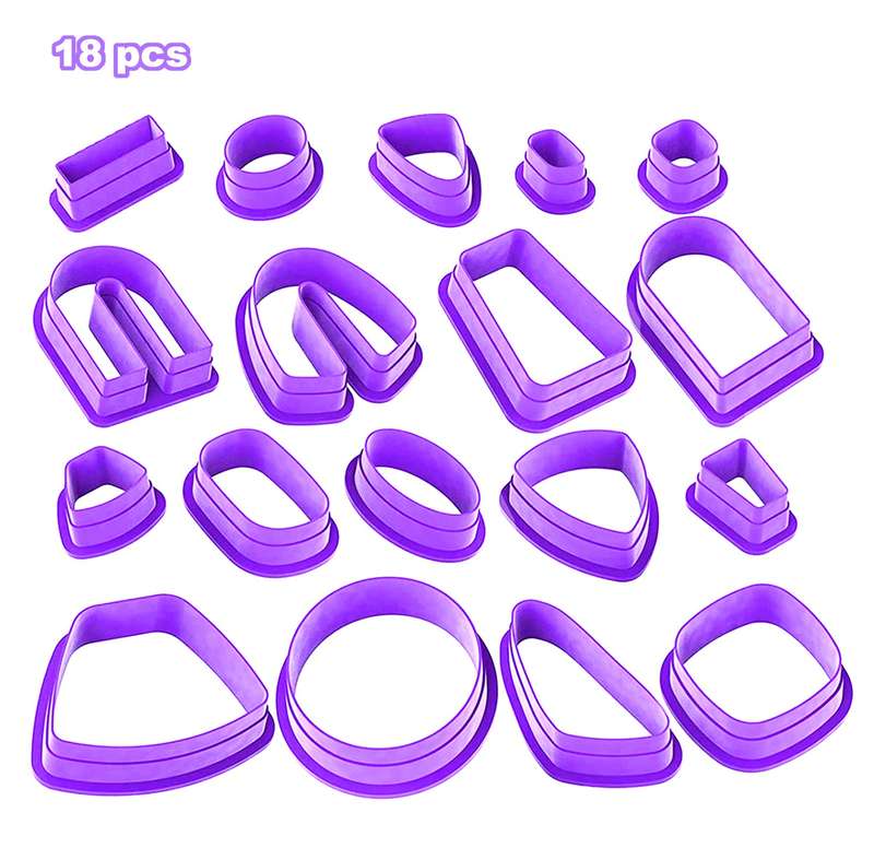 18 In 1 Soft Clay Earring Molds DIY Handmade Clay Cutter Clay Earrings Making Molds(Pink)