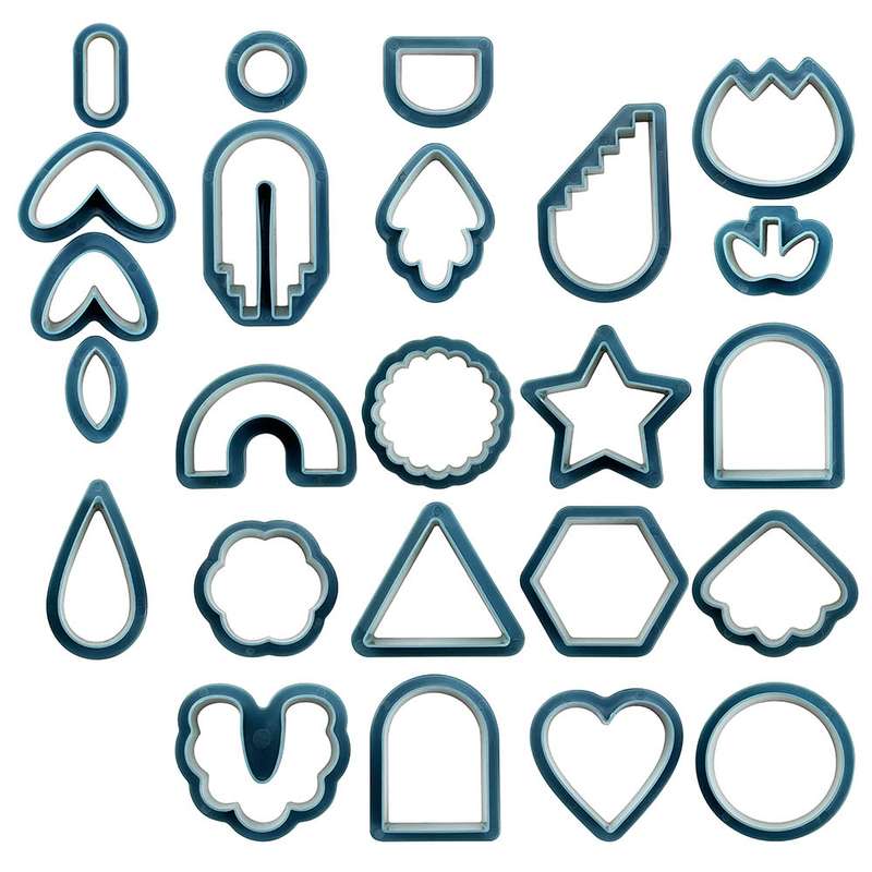 24 In 1 DIY Clay Earrings Molds DIY Handmade Clay Cutter Handmade Jewelry Molds(Rust Red)