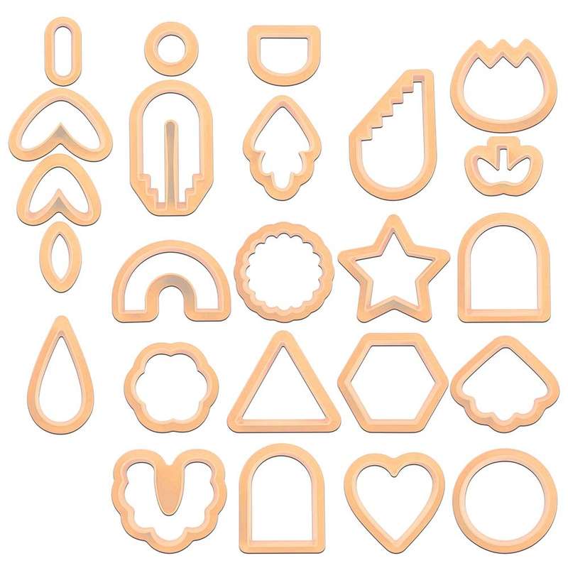 24 In 1 DIY Clay Earrings Molds DIY Handmade Clay Cutter Handmade Jewelry Molds(Rust Red)