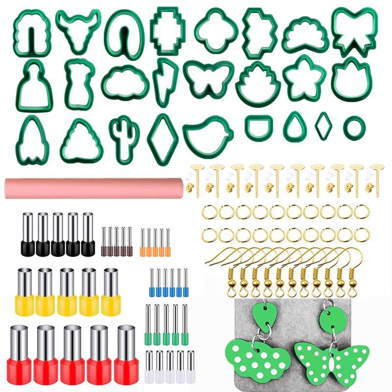 106-1 116 In 1 Clay Cutter Set DIY Clay Earring Mould Clay Earrings Making Tools(Orange)
