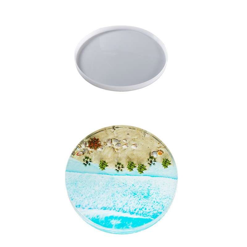 DIY Crystal Drip Rubber Round Table Mold Quicksand Table Silicone Mold 35cm Round Table Mold