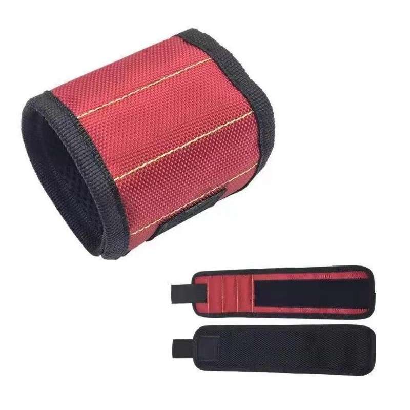 Electric Woodworking Multifunctional Powerful Magnetic Wrist Strap, Style: Three Rows Red