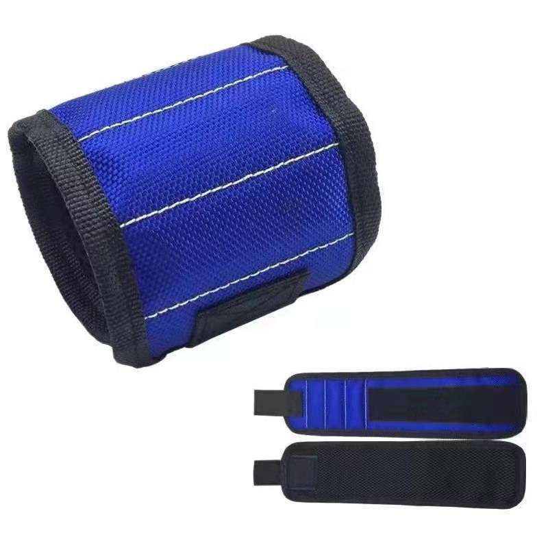 Electric Woodworking Multifunctional Powerful Magnetic Wrist Strap, Style: Three Rows Blue