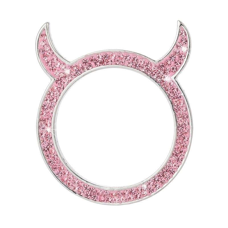 2 PCS Car Starter Button With Diamond Small Devil Decorative Ring(Pink)
