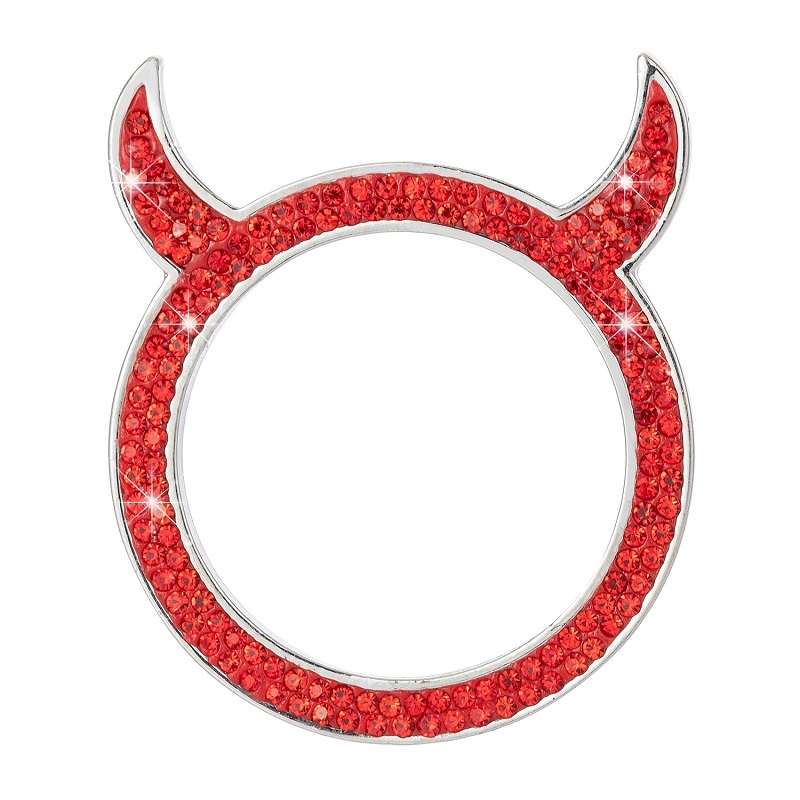 2 PCS Car Starter Button With Diamond Small Devil Decorative Ring(Red)