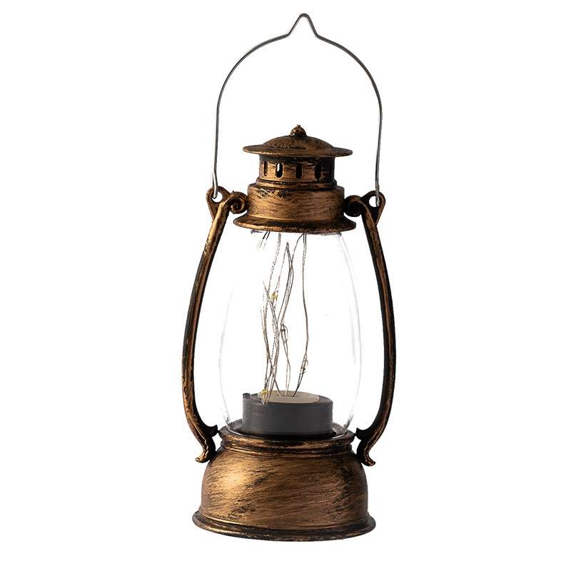 Retro Lantern Table Decoration Christmas Scene Decoration Simulation Oil Lamp(Gold)