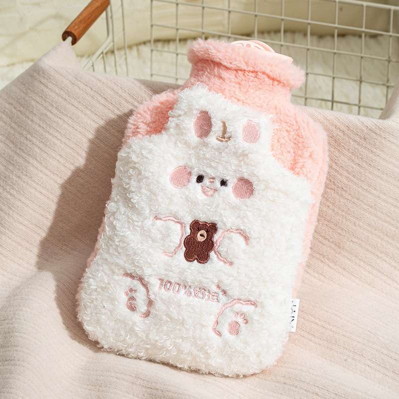ZS103 Cartoon Plush Water-filled Explosion-proof Hot Water Bags, Spec: Intervened White(1000ml)