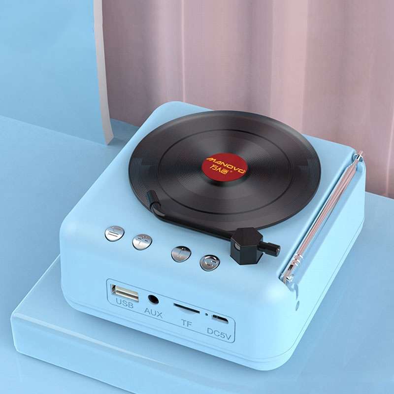 Manovo H3 Macaron Vinyl Record Player Bluetooth Speaker Retro Radio Stereo(Yellow)