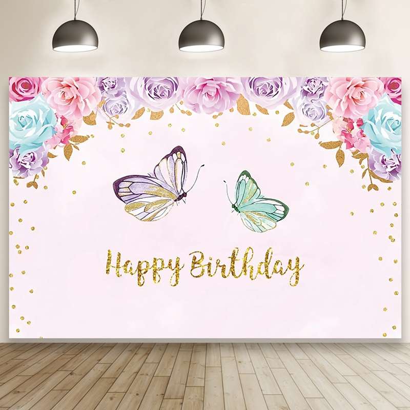 1.5m X 1m Butterfly Pattern Photography Backdrop Birthday Party Decoration Background Cloth(MDT08919