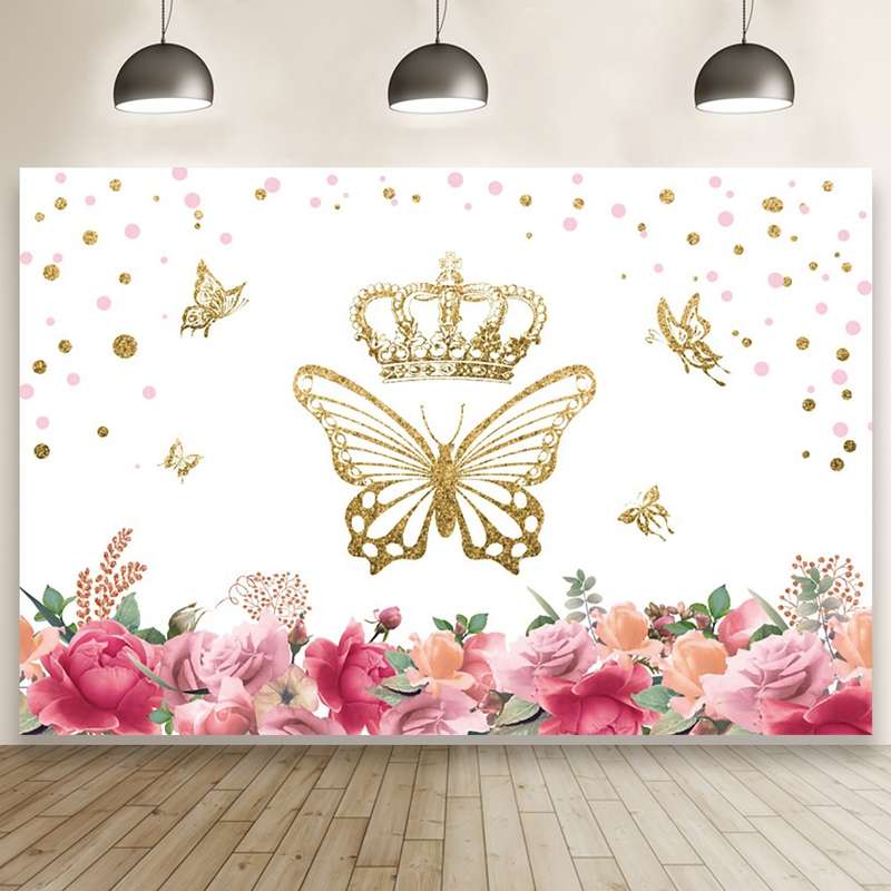 1.5m X 1m Butterfly Pattern Photography Backdrop Birthday Party Decoration Background Cloth(MDT08919