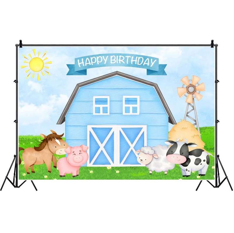 1.5m X 1m Cartoon Farm Animals Photography Backdrop Birthday Party Background Decoration(MDM10756)
