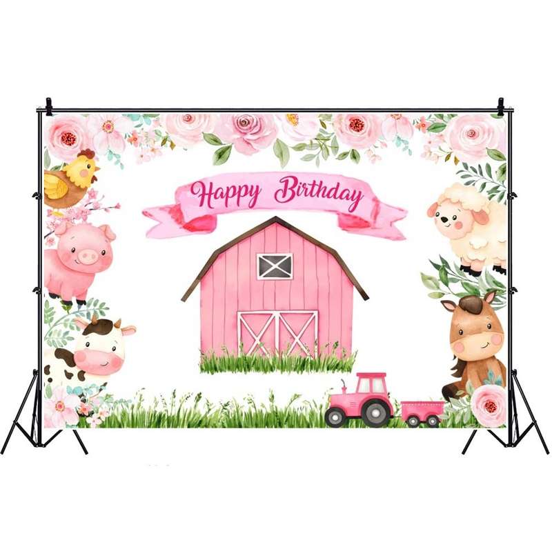 1.5m X 1m Cartoon Farm Animals Photography Backdrop Birthday Party Background Decoration(MDM10756)