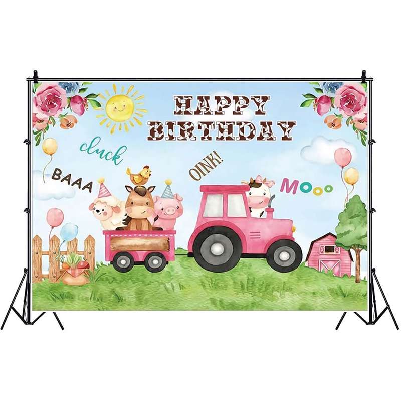 1.5m X 1m Cartoon Farm Animals Photography Backdrop Birthday Party Background Decoration(MDM10756)