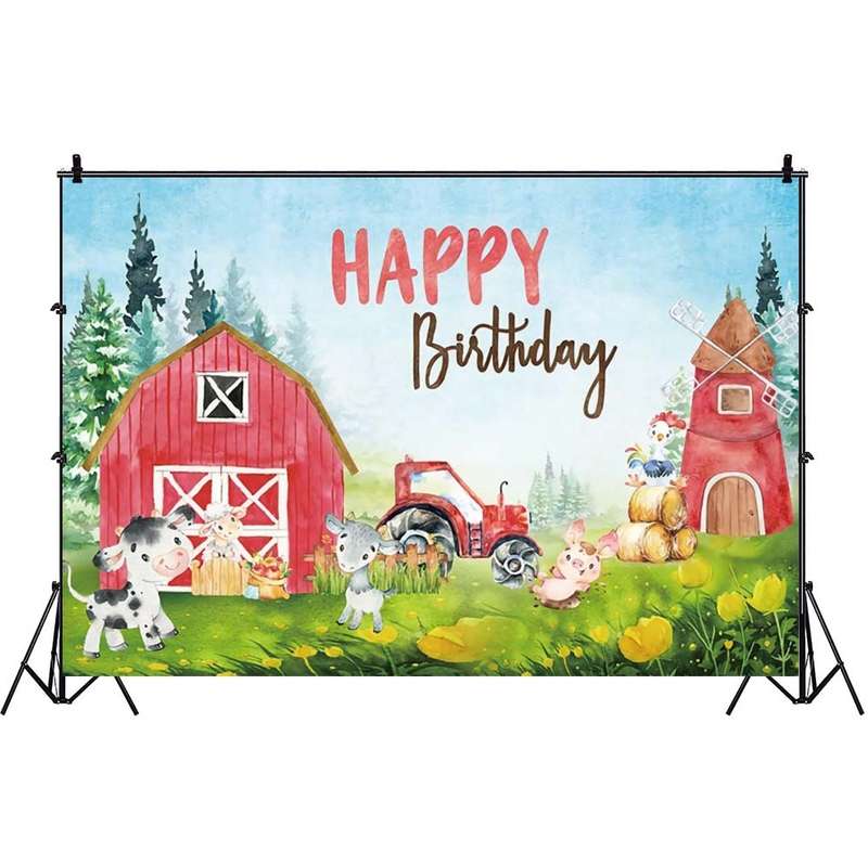 1.5m X 1m Cartoon Farm Animals Photography Backdrop Birthday Party Background Decoration(MDM10756)