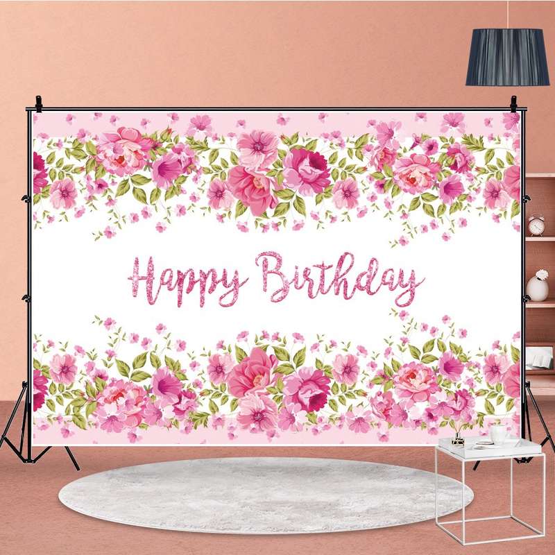 1.5m x 1m Flower Series Happy Birthday Party Photography Background Cloth(MSD00702)