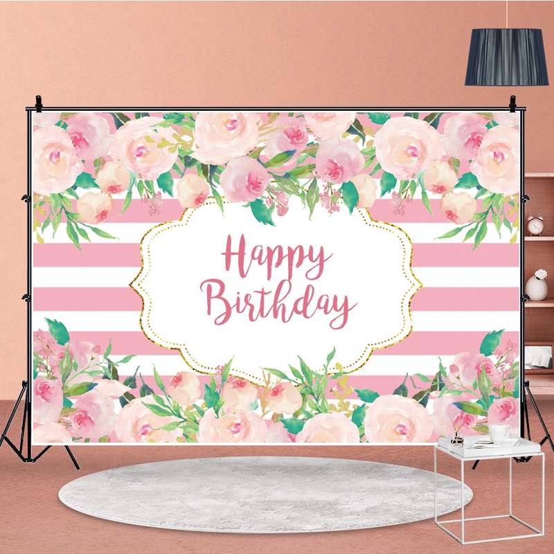 1.5m x 1m Flower Series Happy Birthday Party Photography Background Cloth(MSD00702)