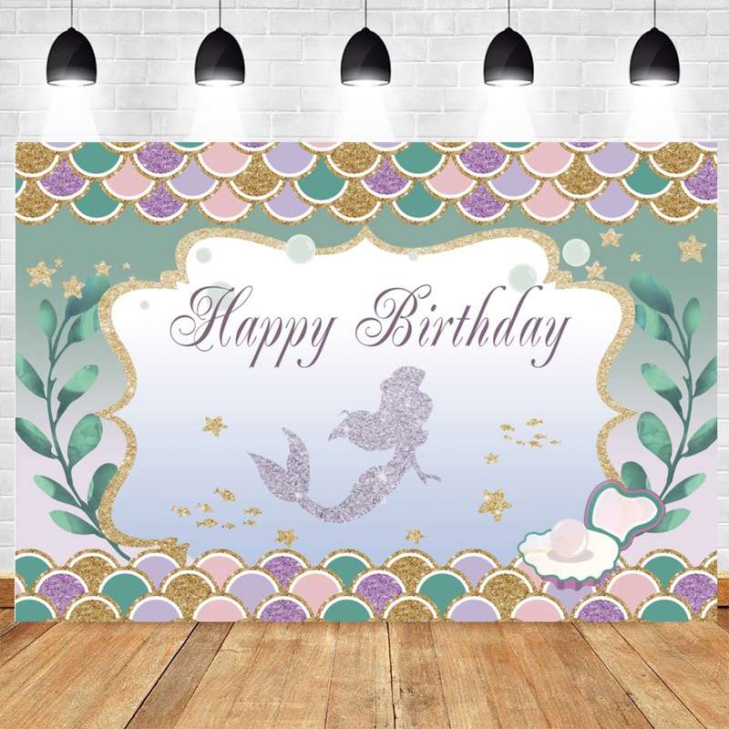 120 x 80cm Mermaid Happy Birthday Photography Background Cloth(12009595)
