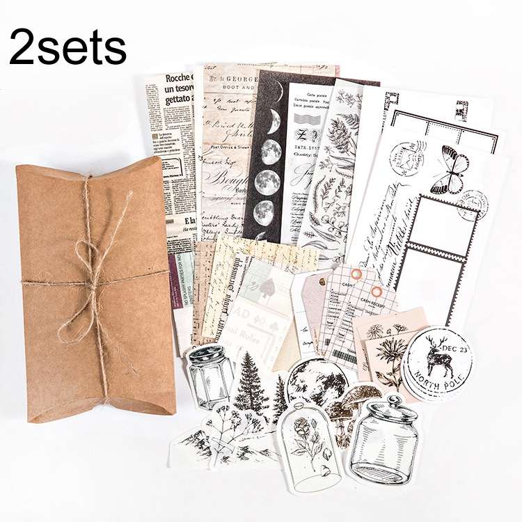 2sets 30 In 1 Vintage Collection Room Series Handbook Stickers Notes Packet(Mountains and Raw Moon N