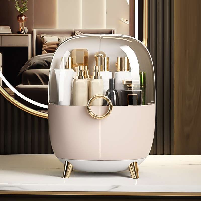 Cosmetic Desktop Dustproof Storage Box Skin Care Product Rack(White)