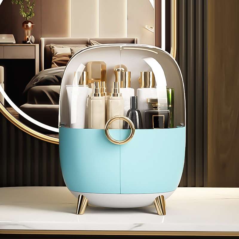 Cosmetic Desktop Dustproof Storage Box Skin Care Product Rack(White)