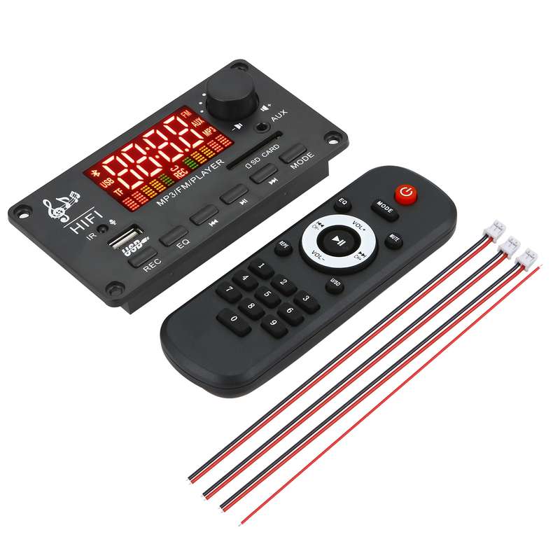 JX-Y04 12V 50W Color Screen Bluetooth Decoding Board,Support FM / Call / Recording, Color: Black Whi