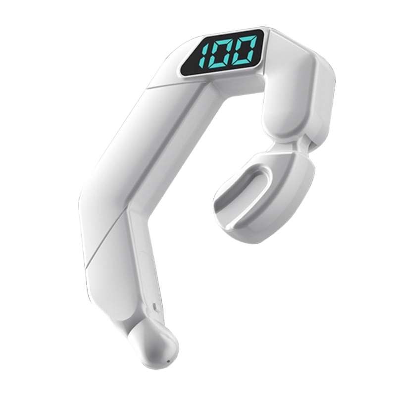 V19 Bone Conduction Digital Display Stereo Hanging Ear Sports Bluetooth Headset(Black)