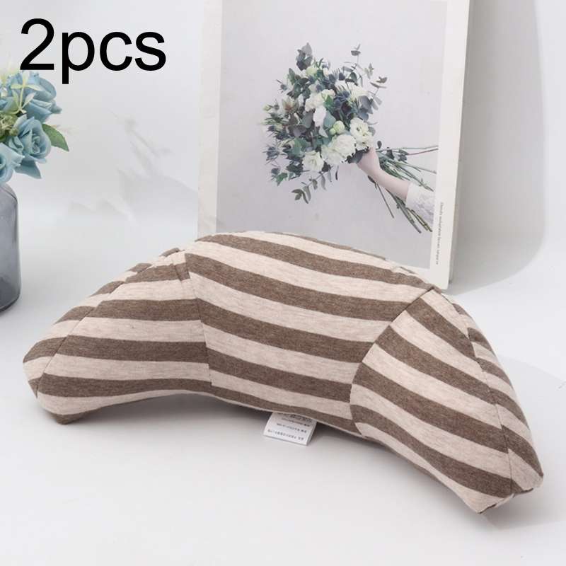 2pcs Children Neck Headrest Comfortable Shoulder Cover Car Neck Guard Pillow(Brown Stripe)