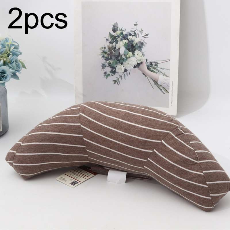 2pcs Children Neck Headrest Comfortable Shoulder Cover Car Neck Guard Pillow(Coffee Strip)