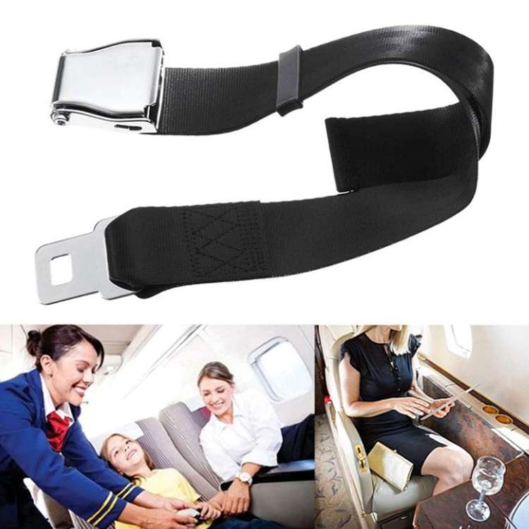 Two Point Aircraft Buckle Adjustable Seat Belt Extended Band(Gray)