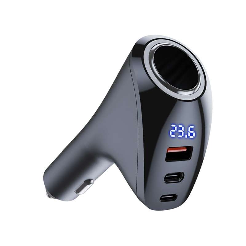 Car Charger Multifunctional Digital Display QC Charging Cigarette Lighter Adapter, Model: CCA Dual P