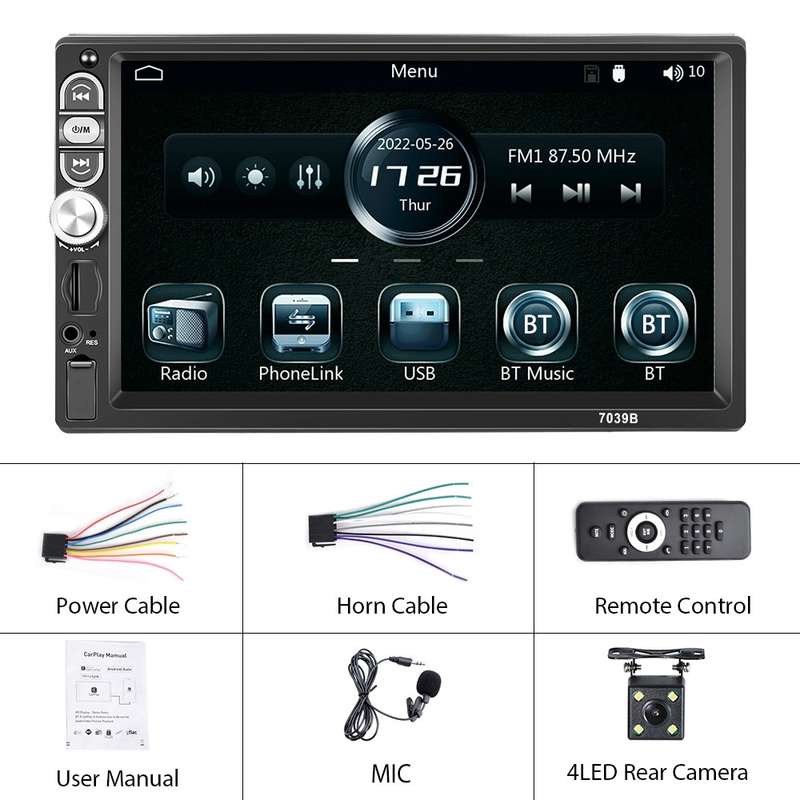 A3061 7 Inches MP5 Bluetooth Player Universal Wired CarPlay Reversing Image Integrated, Style: Stand