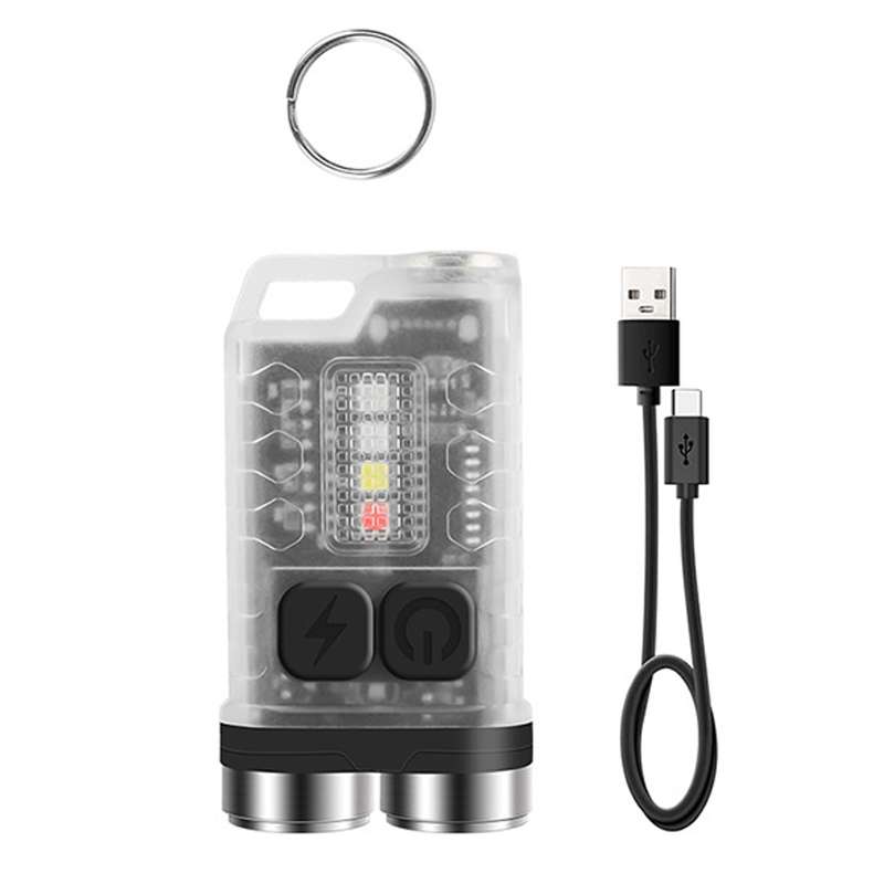 V3 Keychain Light USB Rechargeable Strong Light Mini Flashlight(Transparent Black)