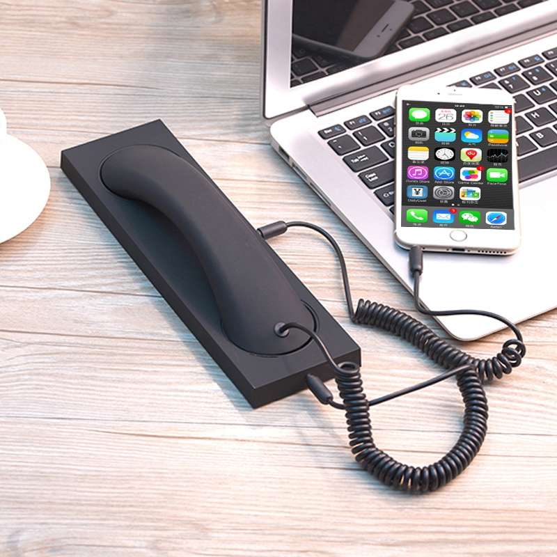 3.5mm Universal Office Mobile Phone Retro External Headset Mobile Phone Handset(White)