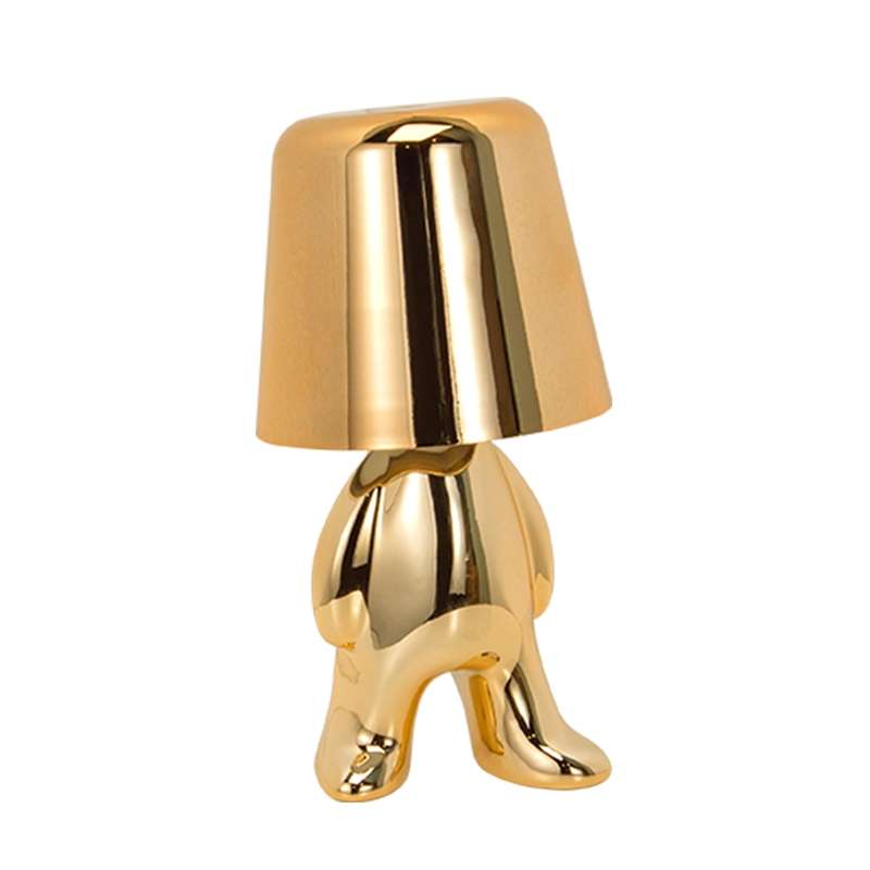 Cute Doll Shape Touch Adjustable Desk Lamp Mini Bedroom Rechargeable Night Light, Spec: 8047(Gold)