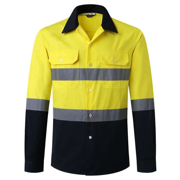Pure Cotton Long-sleeved Reflective Clothes Overalls Work Clothes, Size: XL(Yellow Top)