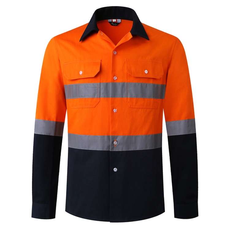 Pure Cotton Long-sleeved Reflective Clothes Overalls Work Clothes, Size: XXL(Orange Top)