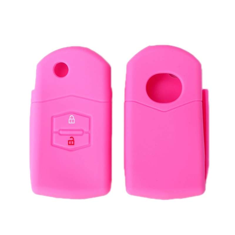 For Mazda M6/CX-5 2pcs Remote Control Folding 2 Button Silicone Case(Pink)